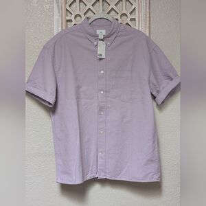 NWT H&M men's small button down shirt lavender business casual preppy classic